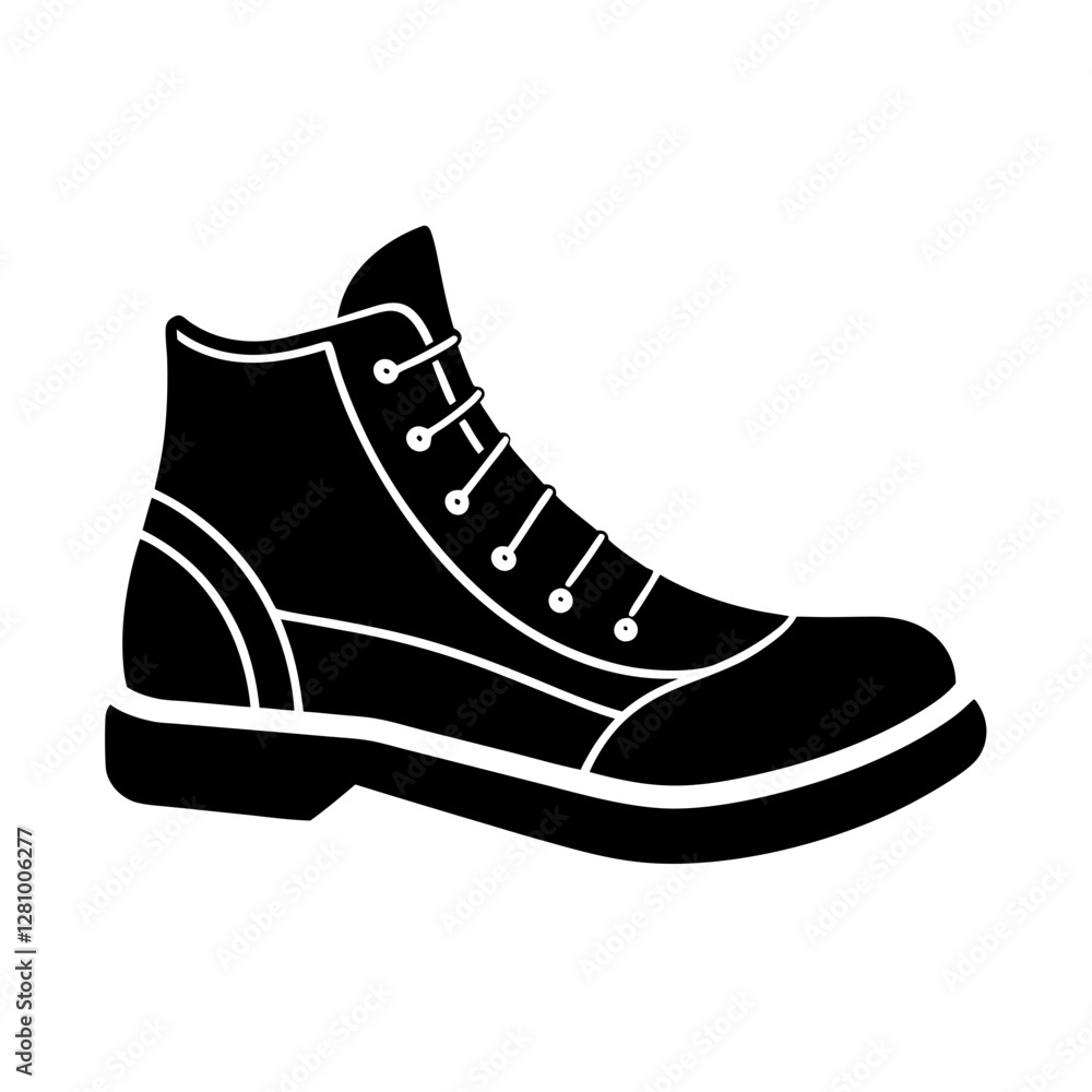 Clean running boot graphic simple flat silhouette on white background Clean running boot graphic simple flat silhouette on white background