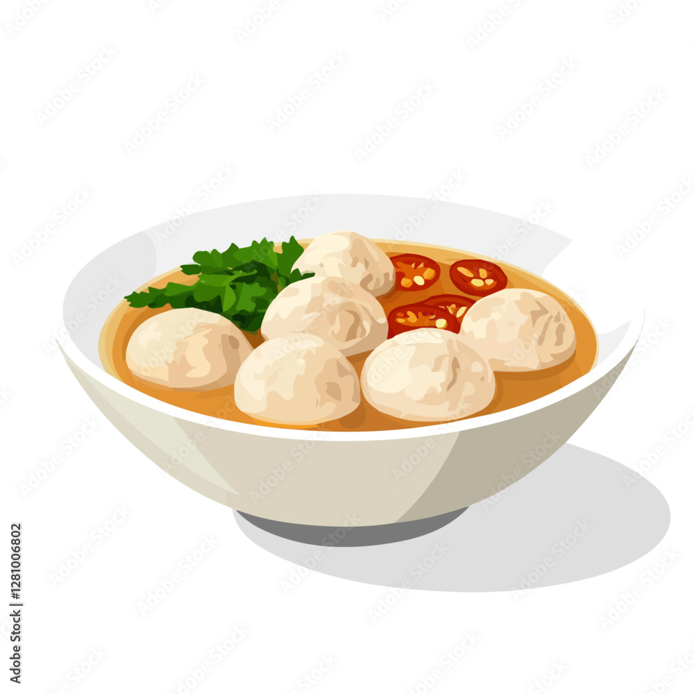 Flat vector bakso, minimalist design, isolated on a white background.
Flat vector bakso, minimalist design, isolated on a white background.