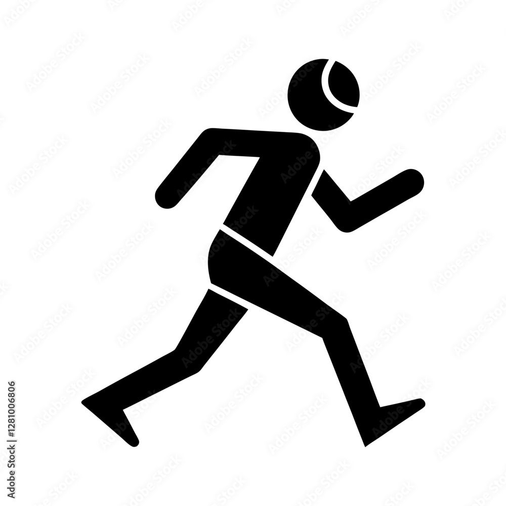 Minimal runner icon design simple flat silhouette on white background Minimal runner icon design simple flat silhouette on white background