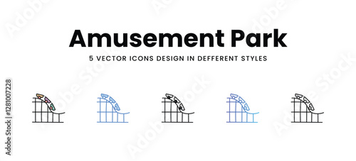 Amusement Park vector icons set stock illustration