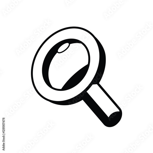 Black 3d popup magnifier or loupe icon 