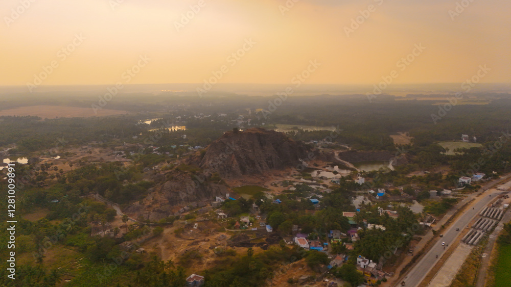 Obraz premium Aerial View of Kanyakumari’s Stunning Coastal Landscape