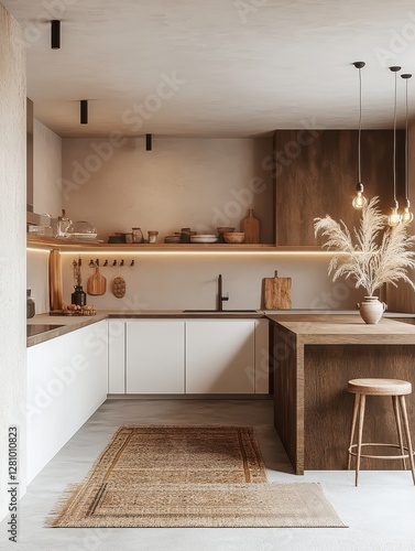 Modern Kitchen Features L Shaped Layout And Minimalist Decorations