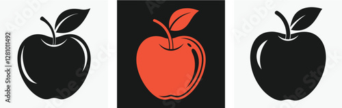 Apple vector icon, Apple silhouette vector set, apple icon bundle , vector illustration 