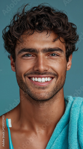 Dental hygiene, man with to...