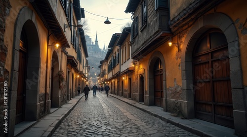 narrow street in a small Eu...