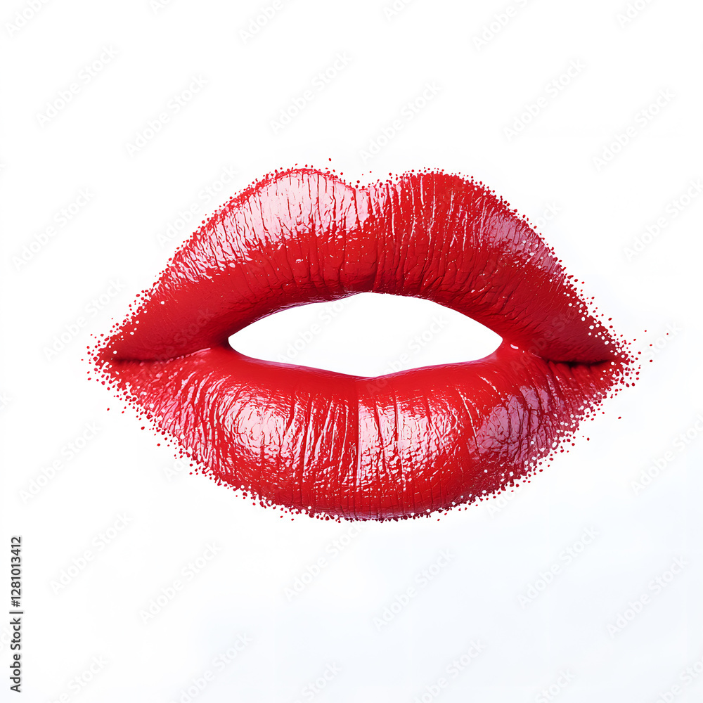 Obraz premium Red lipstick kiss isolated on white background
