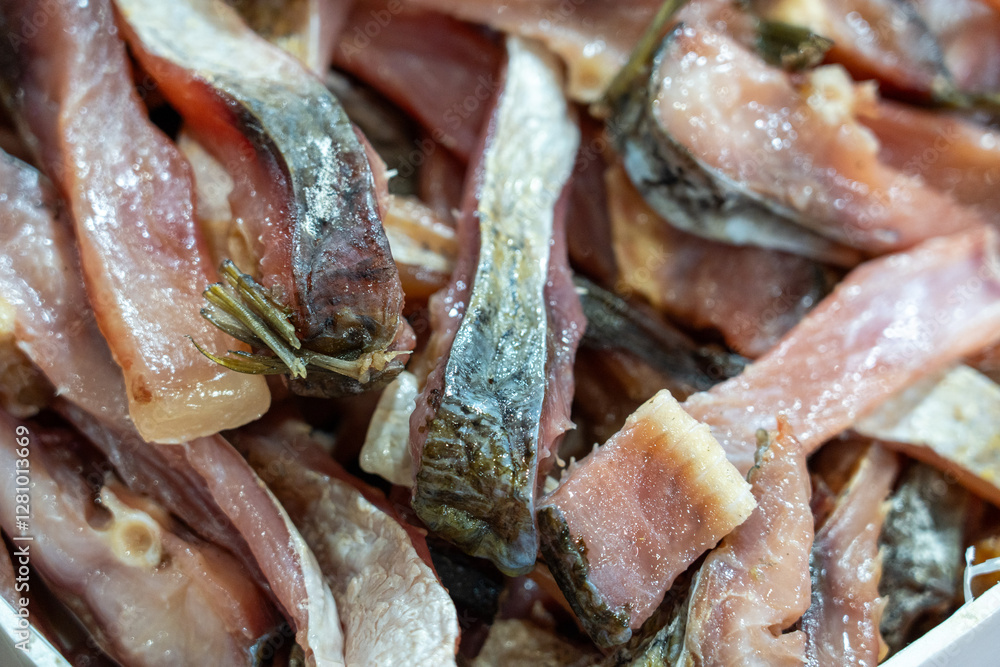 Close-Up of Freshly Prepared Dried Fish Fillets Ready for Culinary Use Close-Up of Freshly Prepared Dried Fish Fillets Ready for Culinary Use