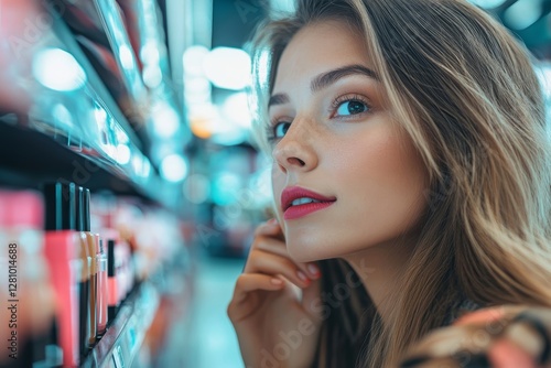 Woman Stealing Lipstick In Retail Store, Generative AI