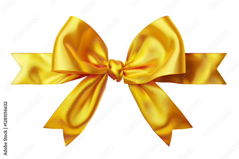 Close view of yellow silk bow kept on a plain transparent backdrop or PNG for clothing type poster or graphic use, Generative AI. Close view of yellow silk bow kept on a plain transparent backdrop or PNG for clothing type poster or graphic use, Generative AI.