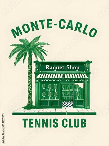 Vintage Monte Carlo Tennis Club Retro T-Shirt Design