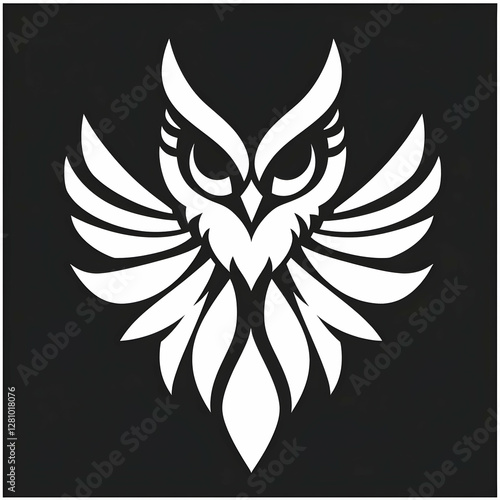 Majestic Owl Logo Design Fierce Bird Emblem Graphic photo