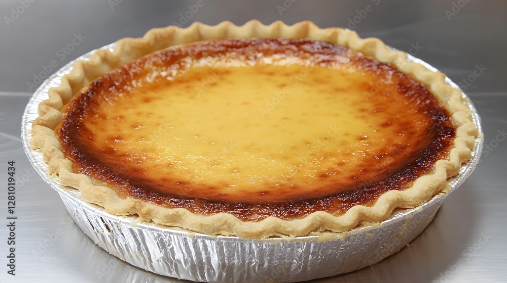 Delicious Golden Custard Pie in Aluminum Pan Delicious Golden Custard Pie in Aluminum Pan