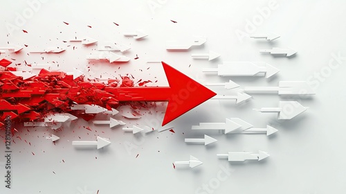 Red Arrow Leading Change: Breaking Through Barriers with Force