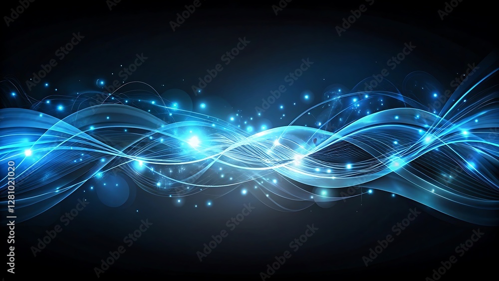 Obraz premium Abstract Blue Wave Background with Sparkling Effects background