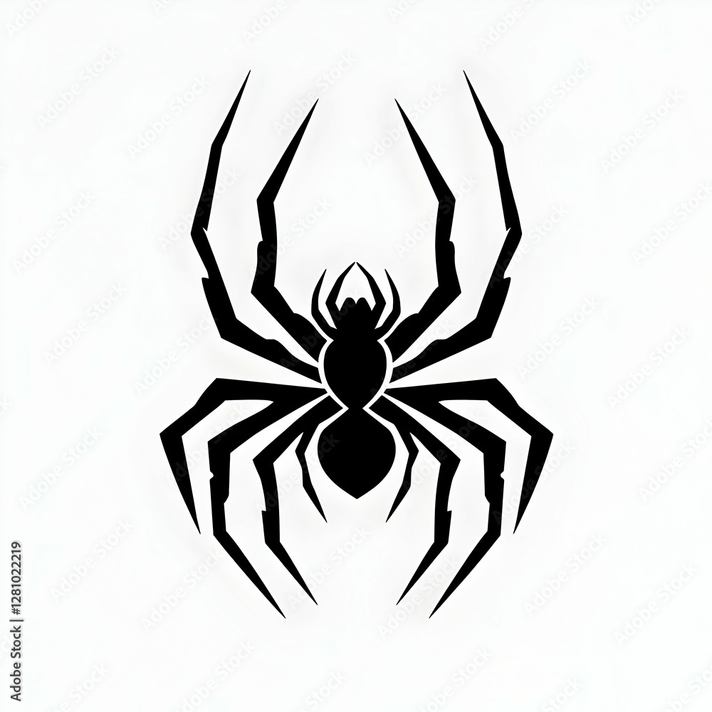 Black Spider Logo Design Tribal Tattoo Style Vector Graphic