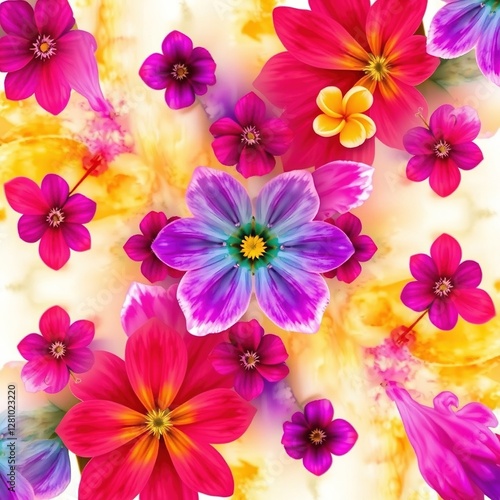Pixelated Blooms: A Digital Bouquet of Summer Hues