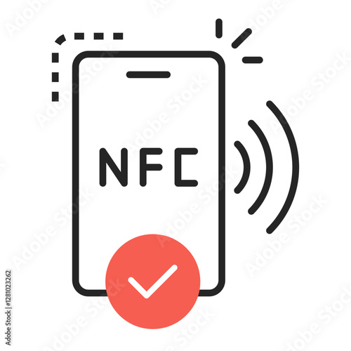 Mobile Wallet Transaction, Secure Fintech Banking. Editable Stroke