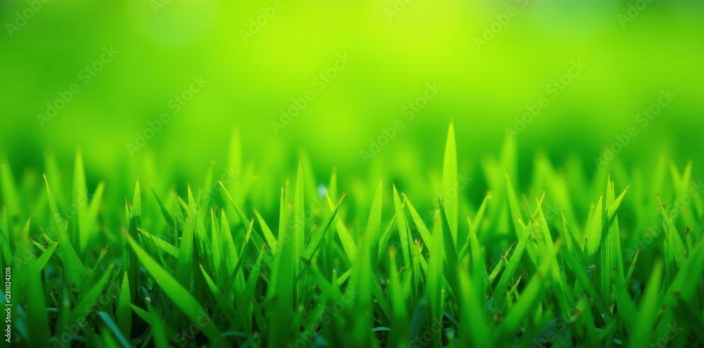 Fototapeta premium Lush green grass field, vibrant emerald hue, isolated , vibrant, summer, nature