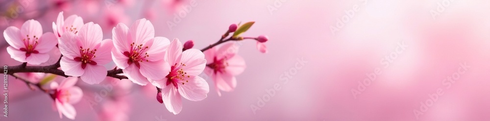 Pastel pink cherry blossoms in a gradient background with delicate branches and leaves, floral, gentle hues Pastel pink cherry blossoms in a gradient background with delicate branches and leaves, floral, gentle hues