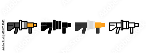 Set of Grenade launcher Line, Line Filled, Glyph, Flat Icons