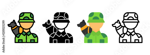 Set of Dog handler Line, Line Filled, Glyph, Flat Icons