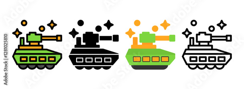 Quadro em tela Set of Military parade Line, Line Filled, Glyph, Flat Icons