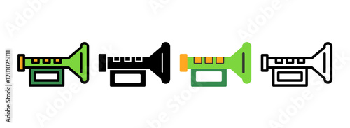 Set of Military bugle Line, Line Filled, Glyph, Flat Icons