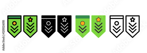 Set of Military rank stripes Line, Line Filled, Glyph, Flat Icons