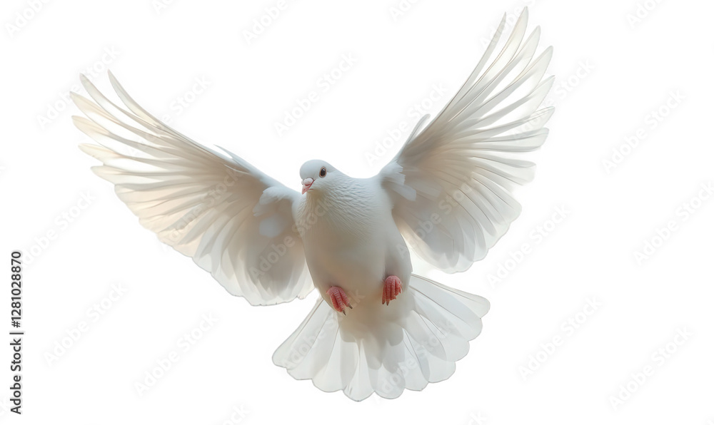 Fototapeta premium A white pigeon is flying