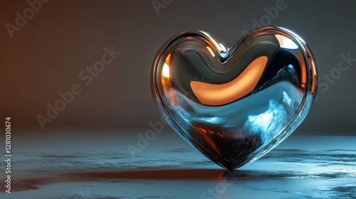 Reflective Metallic Heart Abstract Art