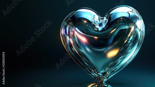 Abstract Glass Heart Artistic Teal Reflection