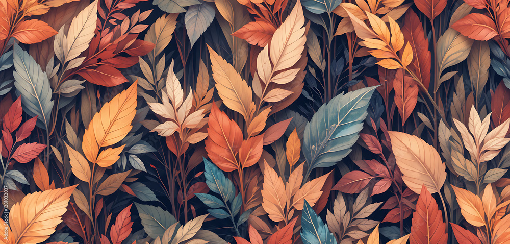 abstract plants and leafs seamless pattern in warm colors gradient combination, illustrated vector style, minimalist, warmer theme, seamless pattern, summer theme, water color painting, digitally gene abstract plants and leafs seamless pattern in warm colors gradient combination, illustrated vector style, minimalist, warmer theme, seamless pattern, summer theme, water color painting, digitally gene