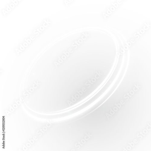 Glowing White Energy Ring Floating in a Soft Ethereal Mist, Creating a Mystical Aura of Light and Motion, Symbolizing a Portal to the Unknown or a Celestial Halo in a Dreamlike Atmosphere