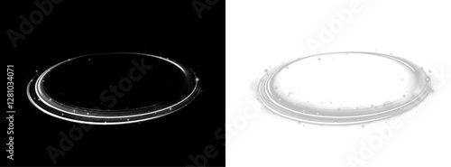 Ethereal White Energy Ring PNG, Soft Glowing Aura with Floating Particles and Dreamy Light, Fantasy Halo Effect for Enchanting, Magical, and Celestial-Themed Graphic Design Creations.