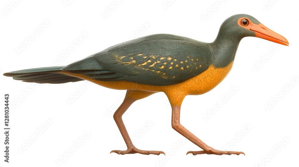 Fototapeta premium Blue and Yellow Colored Bird with Full Body on White Background