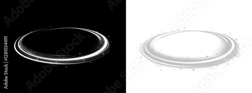 Mystical White Light Portal PNG, Floating Luminous Ring with Soft Glow and Sparkling Dust, Dreamy Fantasy Aura for Sci-Fi, Futuristic, and Enchanted Graphics, Elegant Magic Energy Swirl.