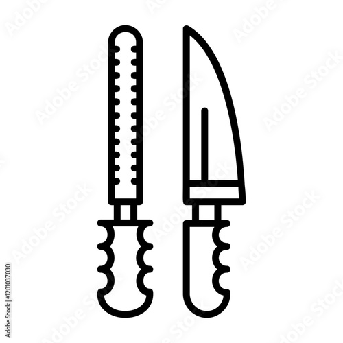 Sharpening Outline Style Icon Design 
