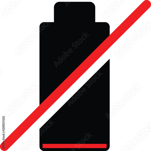 Empty battery icon. that runs out of power.flat design. from battery collection 
