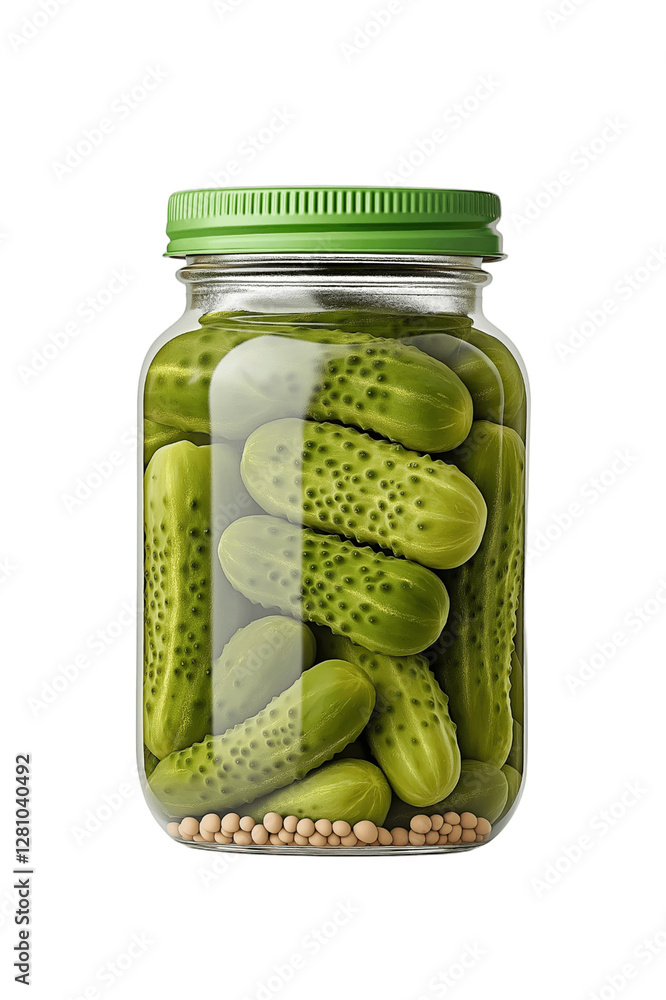 Jar of pickles on a shelf, isolated on white background Jar of pickles on a shelf, isolated on white background