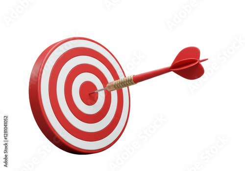 Foto Isolated Dart Hitting Red and White Target