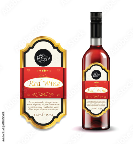 bottle of wine and box package label