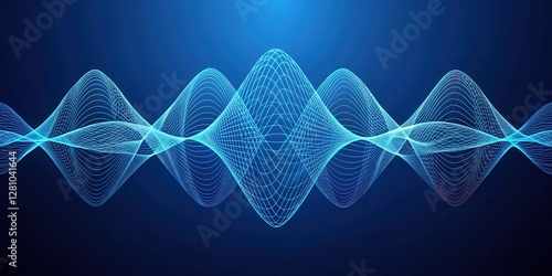 Obraz na płótnie Minimalist blue wireframe sound waves form a vibrant geometric pattern , blue, geometry w salonie