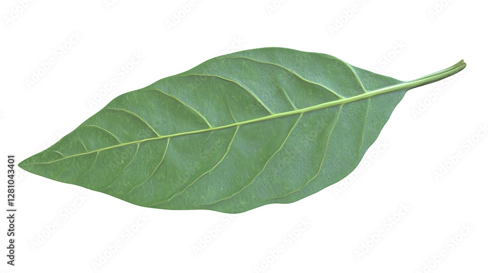 Obraz premium Isolated Vibrant Green Basil Leaf on Clean White Background