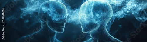 The sixth sense with glowing ethereal figures, dark mysterious atmosphere, soft lighting, photorealistic