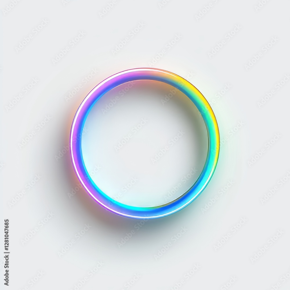 A blank round adhesive holographic foil sticker label is shown isolated on a white background A blank round adhesive holographic foil sticker label is shown isolated on a white background