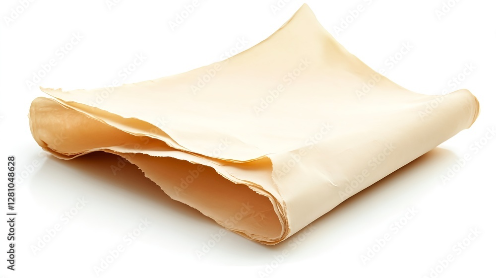 Naklejka premium Photorealistic Beige Paper Sheet Laid Flat on White Background