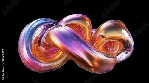 Abstract iridescent glass swirling knot design