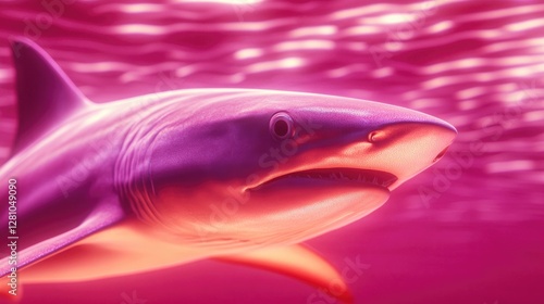 Vibrant underwater scene showcasing shark with striking colors a