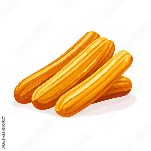 Flat vector churros, minimalist design, isolated on a white background.

